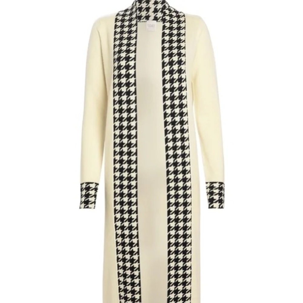 MADELEINE THOMPSON “ANITA" HOUNDSTOOTH TRIMMED DUSTER